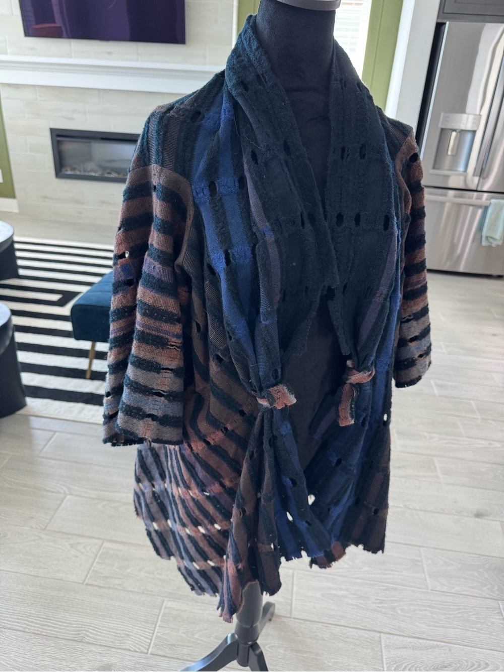 PATRICIA PALSON Hand Woven Fiber Art to Wear Sweater Jacket VGUC